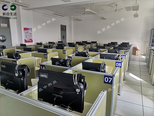 上海万禹罗店中学电动升降考试桌升降屏风考试桌