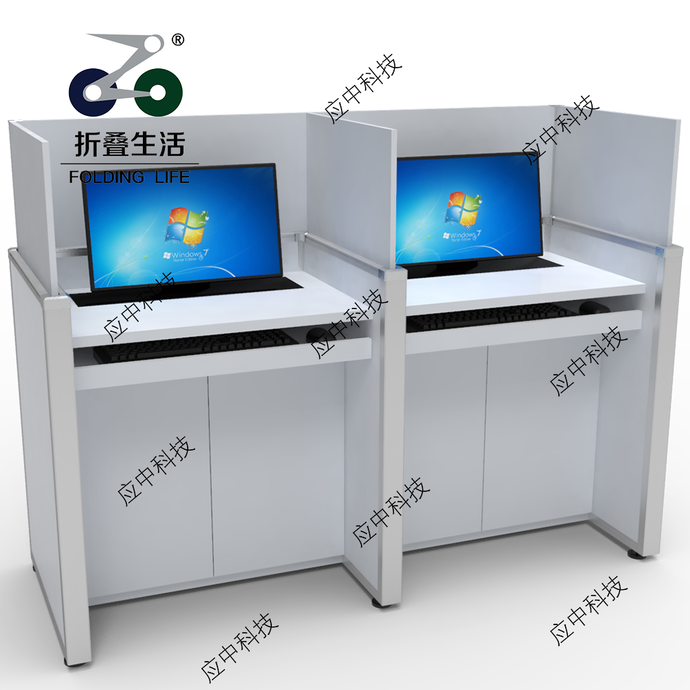 双人位屏风液晶屏升降电脑桌（灰色）