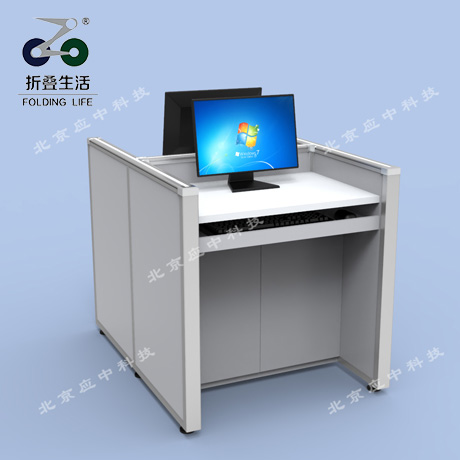 H型升降屏风电脑桌（白鲸灰）