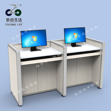 E字型升降屏风电脑桌（木纹色）