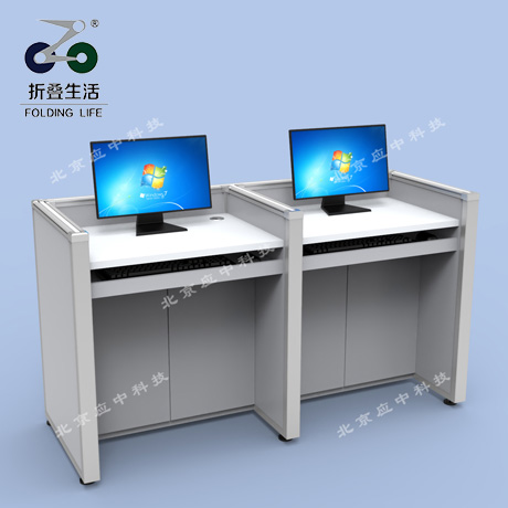 E字型升降屏风电脑桌（白鲸灰）