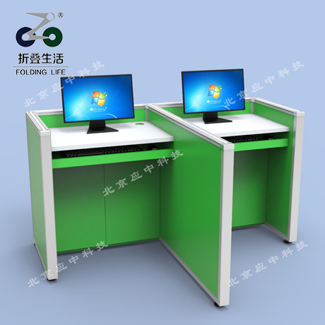 山字型升降屏风电脑桌（鹦鹉绿）