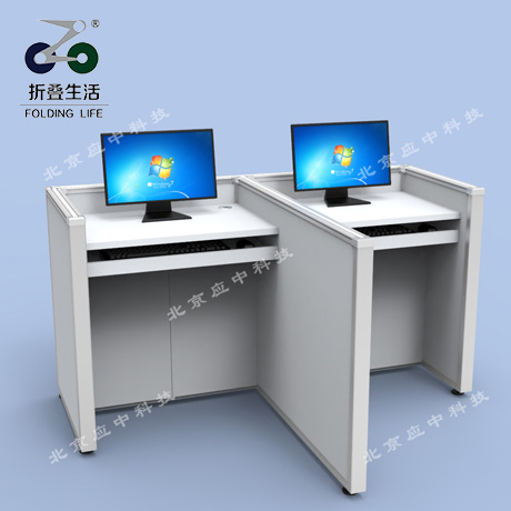 山字型升降屏风电脑桌（暖白色）