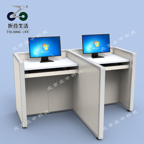 山字型升降屏风电脑桌（木纹色）